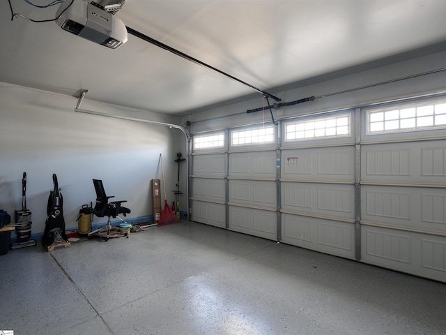 garage with a garage door opener