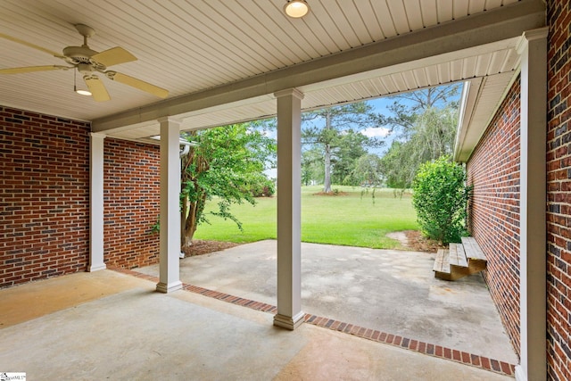 view of patio with ceiling fan