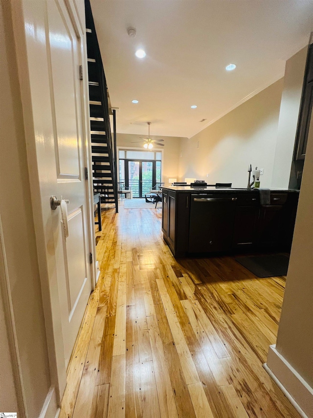 hallway featuring light wood-type flooring