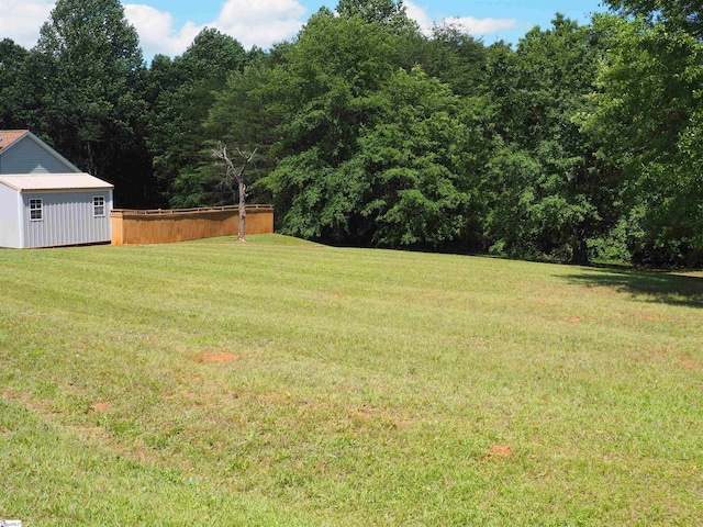 view of yard featuring an outdoor structure and a storage unit