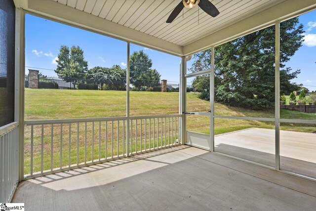 18 Double Crest Dr Lot 5, Taylors, SC 29685 - unfurnished sunroom featuring ceiling fan