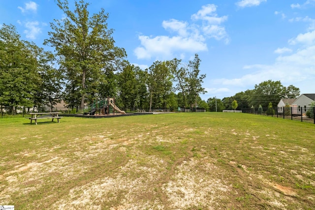 view of yard featuring a playground