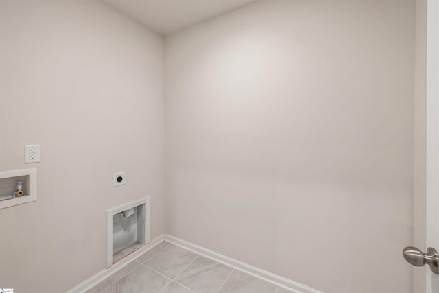 clothes washing area featuring washer hookup, light tile patterned floors, and hookup for an electric dryer