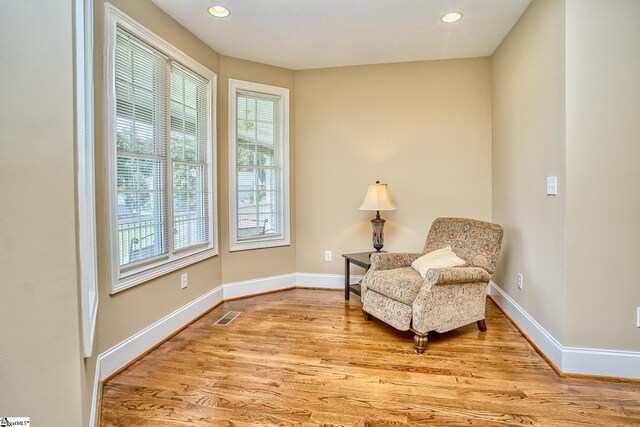 living area featuring light hardwood / wood-style flooring and plenty of natural light