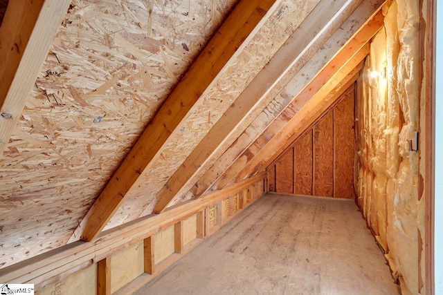 view of unfinished attic