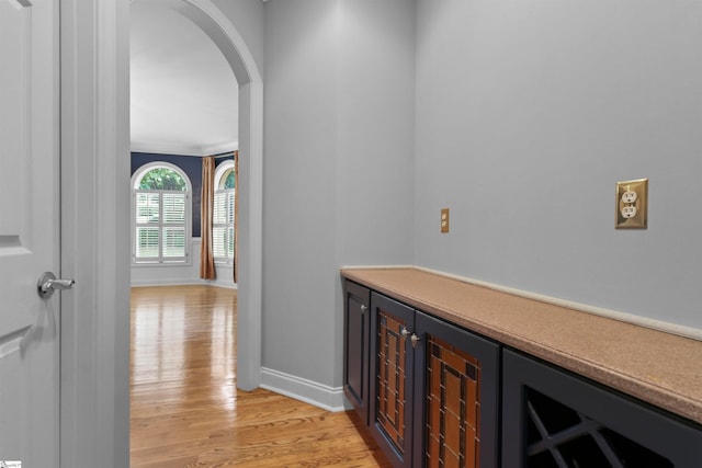 hall featuring light wood-type flooring