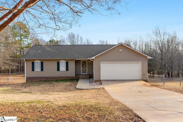 ranch-style house featuring a garage