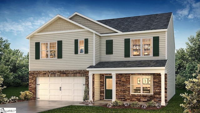 craftsman house with a garage