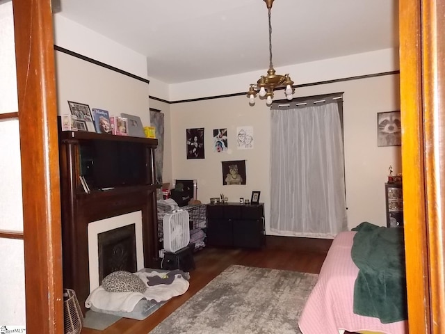 living room with dark wood-type flooring