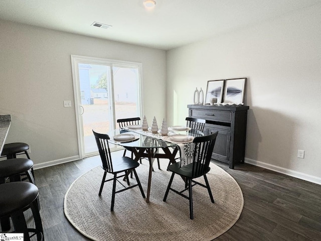 dining room with dark hardwood / wood-style flooring