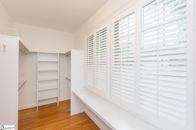 spacious closet with wood finished floors