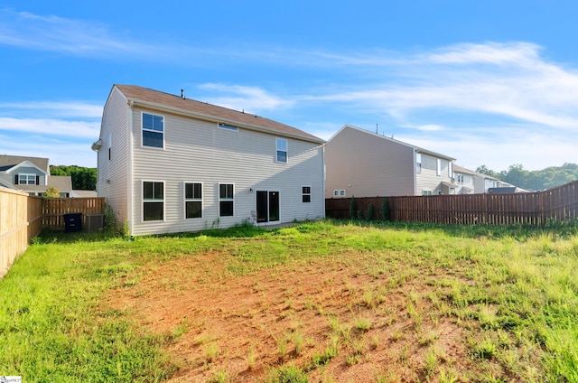 back of house with a fenced backyard