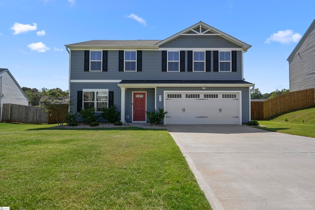 view of front facade featuring a garage and a front yard