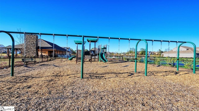 community play area with fence