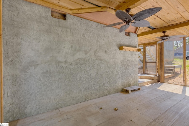 view of patio / terrace featuring ceiling fan and visible vents