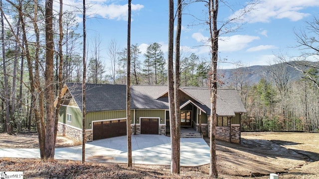 view of front of property with a garage