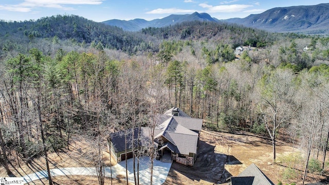 aerial view with a mountain view