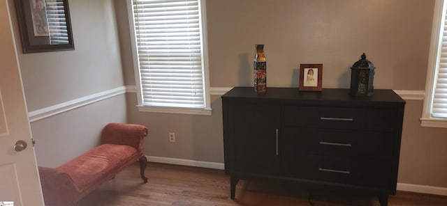 sitting room with light hardwood / wood-style floors