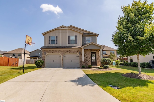 craftsman-style house with a garage and a front yard