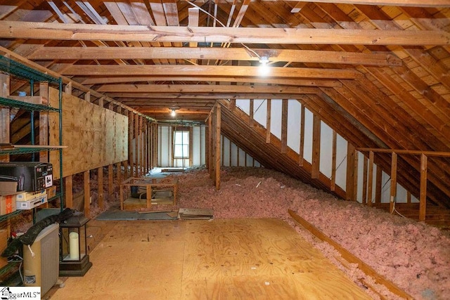 view of unfinished attic