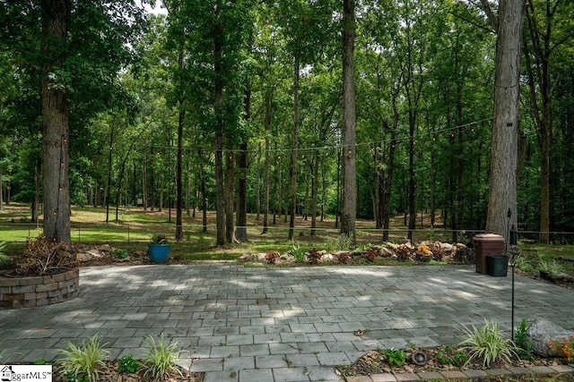 view of community featuring a patio