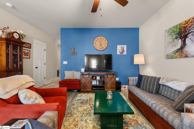 127 Addington Ln, Simpsonville, SC 29681 - living area with baseboards, wood finished floors, and ceiling fan