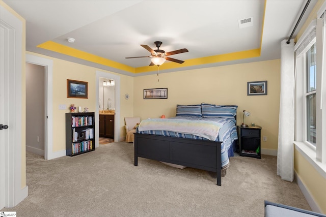 127 Addington Ln, Simpsonville, SC 29681 - bedroom with carpet floors, visible vents, and a raised ceiling