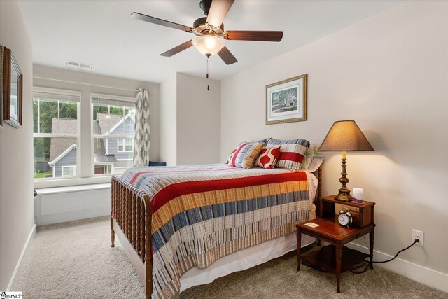 127 Addington Ln, Simpsonville, SC 29681 - carpeted bedroom featuring baseboards, ceiling fan, and visible vents