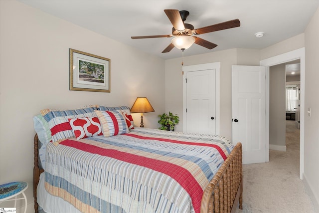 127 Addington Ln, Simpsonville, SC 29681 - bedroom featuring light carpet, baseboards, and a ceiling fan