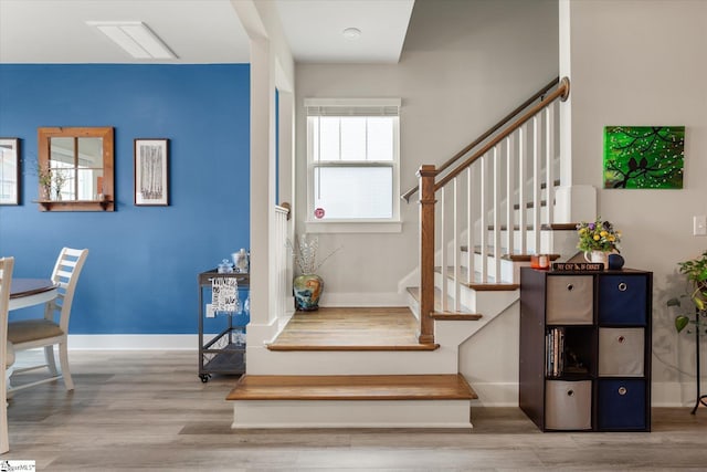 127 Addington Ln, Simpsonville, SC 29681 - staircase featuring baseboards and wood finished floors