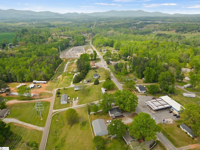 birds eye view of property featuring a mountain view