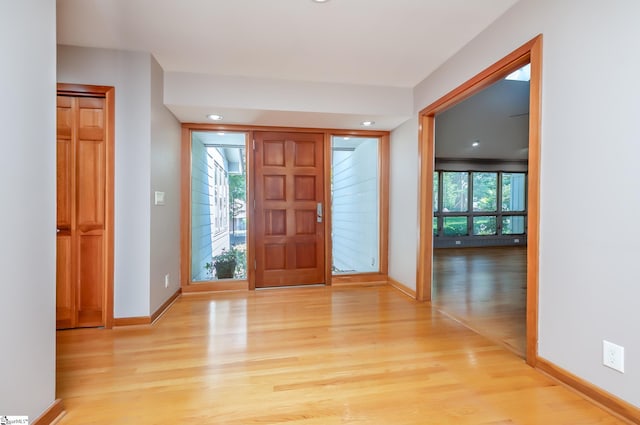 foyer featuring light wood-type flooring