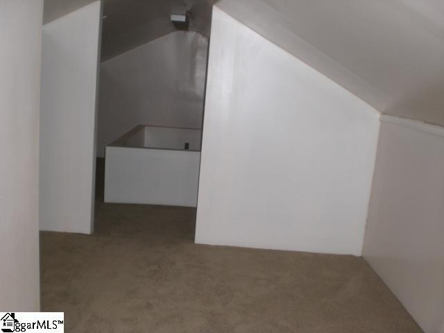 additional living space with lofted ceiling and carpet floors