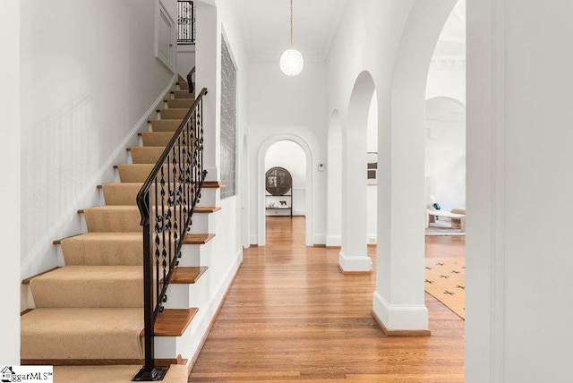 entryway with light hardwood / wood-style flooring