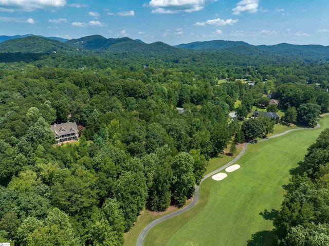 drone / aerial view featuring a mountain view