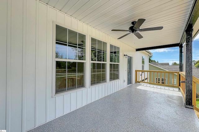 view of patio with ceiling fan