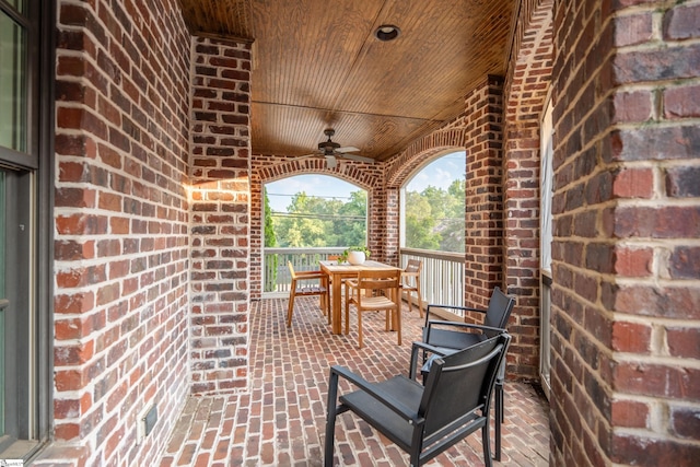 view of patio with ceiling fan