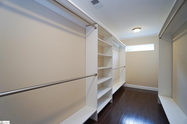 walk in closet featuring dark hardwood / wood-style floors