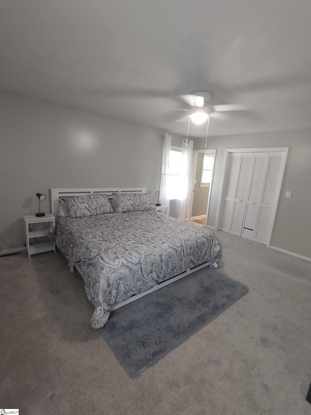 362 Green Hill Dr, Anderson, SC 29621 - carpeted bedroom featuring baseboards, a ceiling fan, and a closet