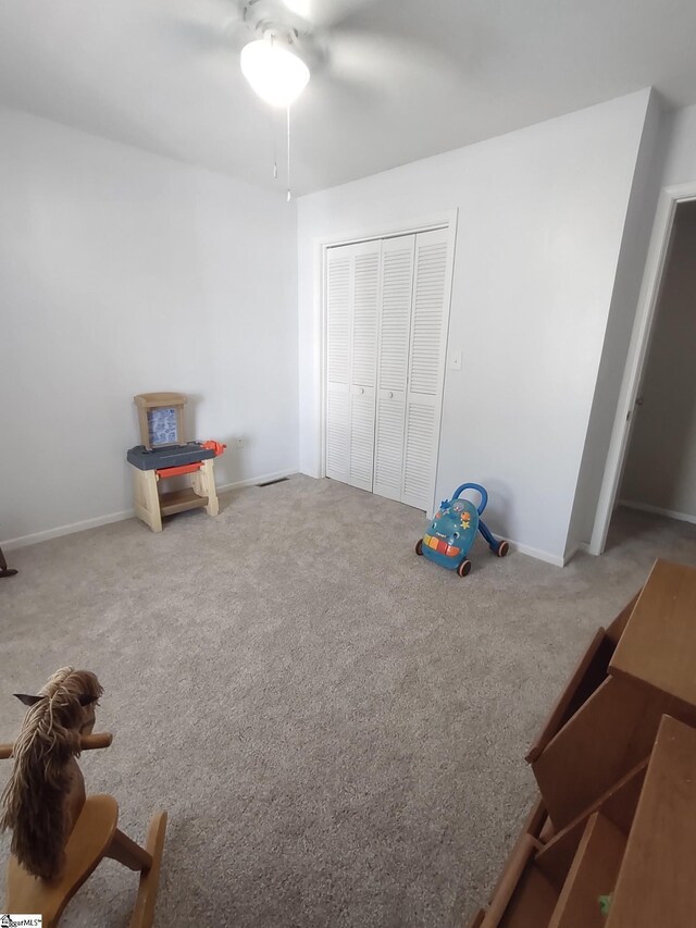 362 Green Hill Dr, Anderson, SC 29621 - playroom with baseboards, a ceiling fan, and carpet flooring
