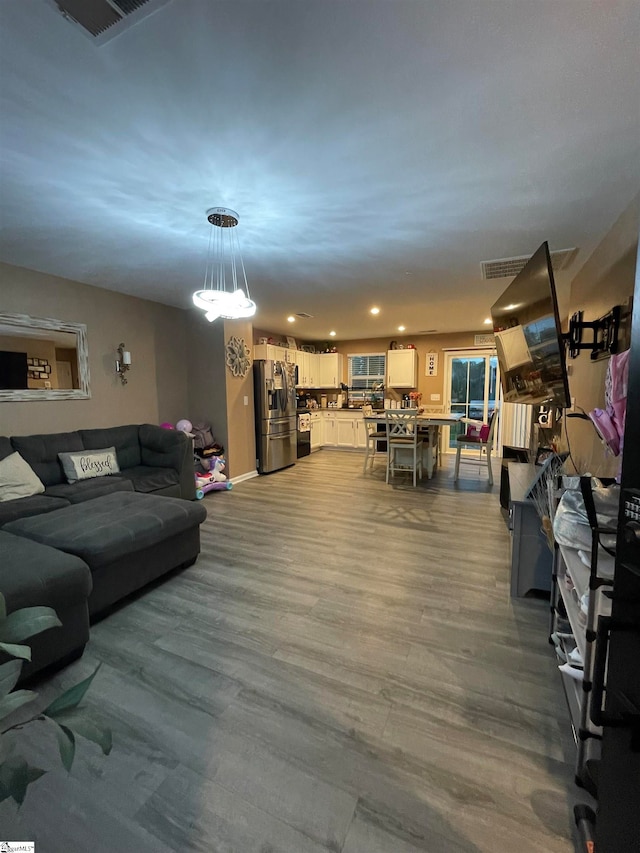 living room with hardwood / wood-style floors