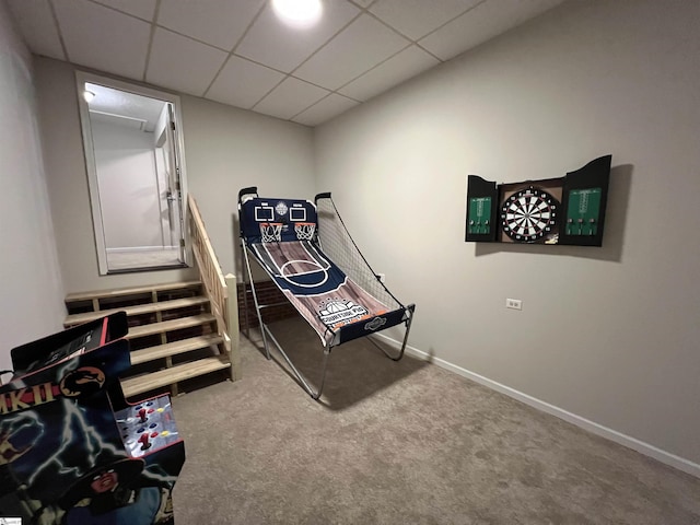 5 Townes Creek Ct, Greenville, SC 29609 - recreation room with a drop ceiling, baseboards, and carpet floors