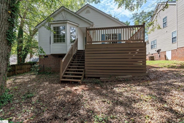 5 Townes Creek Ct, Greenville, SC 29609 - rear view of house featuring fence, a deck, and stairs