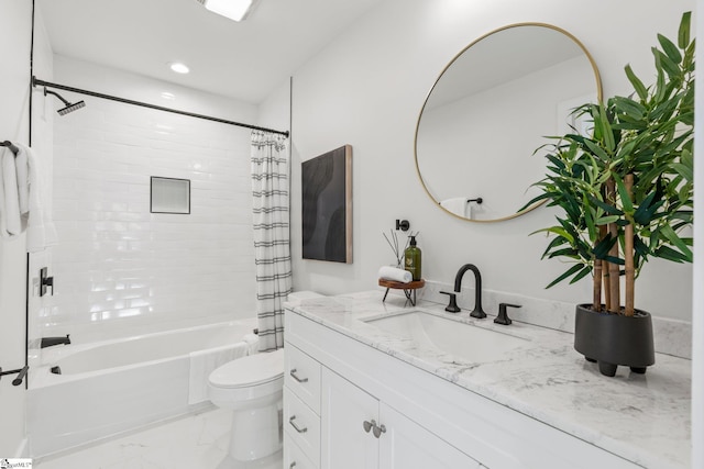 full bathroom featuring vanity, toilet, and shower / bath combo