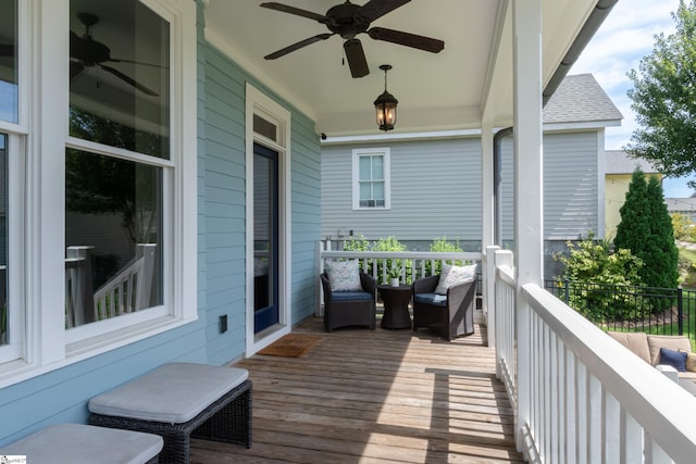 deck with ceiling fan