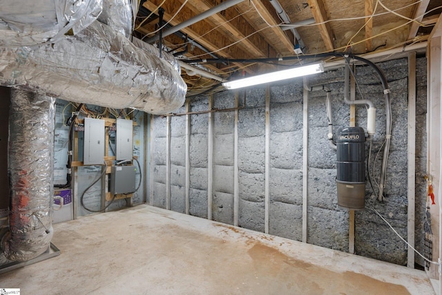 basement with electric panel