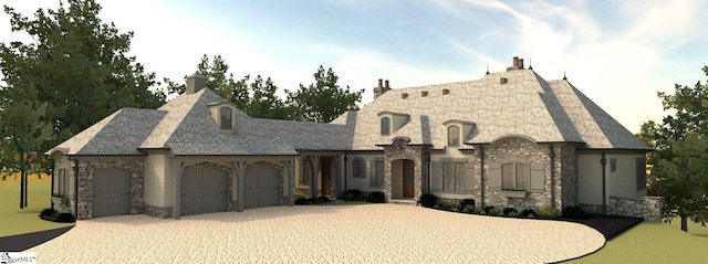 french provincial home with a garage