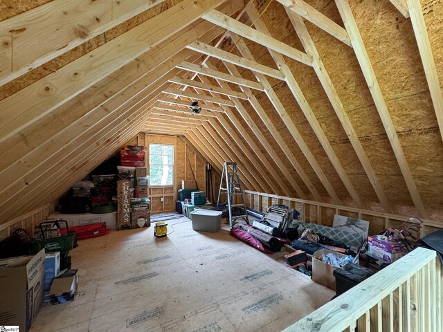 view of unfinished attic