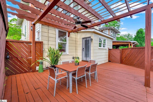 wooden terrace with a pergola