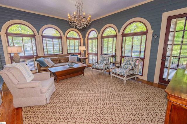 571 E Main St, Spartanburg, SC 29302 - living room with a chandelier and wood finished floors